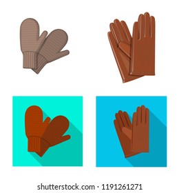 Isolated object of glove and winter icon. Collection of glove and equipment stock vector illustration.