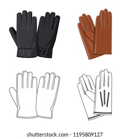 Isolated object of glove and winter icon. Set of glove and equipment stock vector illustration.
