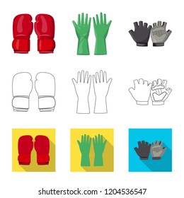 Isolated object of glove and winter icon. Collection of glove and equipment vector icon for stock.