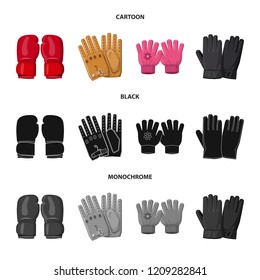 Isolated object of glove and winter icon. Collection of glove and equipment stock vector illustration.