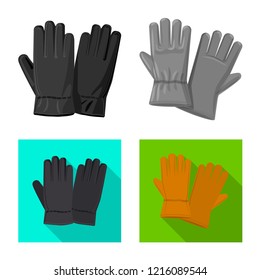 Isolated object of glove and winter icon. Set of glove and equipment stock symbol for web.