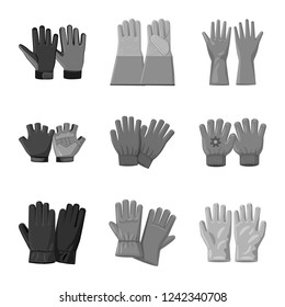 Isolated object of glove and winter icon. Set of glove and equipment stock symbol for web.