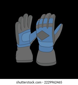 Einziger Gegenstand von Handschuh und Wintersymbol. Handschuh und Geräteträger für Stock.
