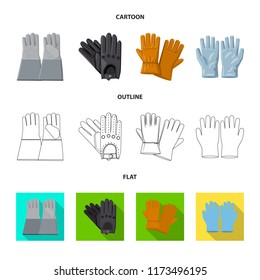 Isolated object of glove and winter logo. Collection of glove and equipment vector icon for stock.