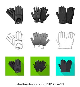 Isolated object of glove and winter logo. Set of glove and equipment vector icon for stock.