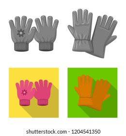 Isolated object of glove and winter logo. Set of glove and equipment stock symbol for web.