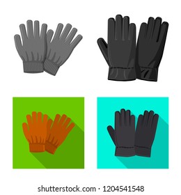 Isolated object of glove and winter logo. Collection of glove and equipment stock vector illustration.