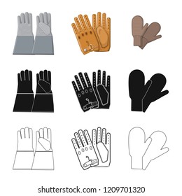 Isolated object of glove and winter logo. Collection of glove and equipment stock symbol for web.