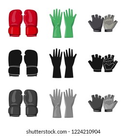 Isolated object of glove and winter logo. Set of glove and equipment stock symbol for web.