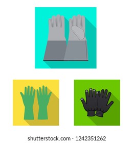 Isolated object of glove and winter logo. Collection of glove and equipment stock vector illustration.