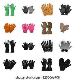 Isolated object of glove and winter logo. Collection of glove and equipment vector illustration.
