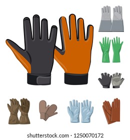 Isolated object of glove and winter logo. Set of glove and equipment symbol for web.