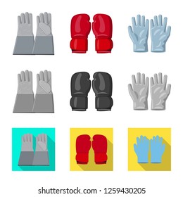 Isolated object of glove and winter logo. Set of glove and equipment stock symbol for web.