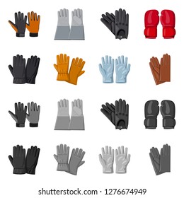 Isolated object of glove and winter logo. Set of glove and equipment vector icon for stock.