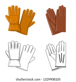 Isolated object of glove and winter logo. Collection of glove and equipment stock vector illustration.