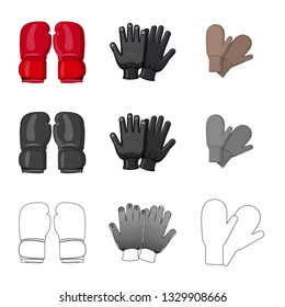 Isolated object of glove and winter logo. Collection of glove and equipment stock symbol for web.