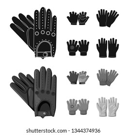 Isolated object of glove and winter logo. Set of glove and equipment stock symbol for web.