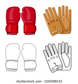 Isolated object of glove and winter logo. Collection of glove and equipment stock vector illustration.