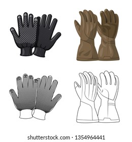 Isolated object of glove and winter logo. Set of glove and equipment stock vector illustration.