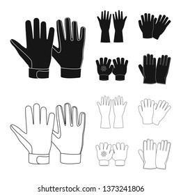 Isolated object of glove and winter logo. Collection of glove and equipment stock vector illustration.