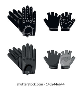 Isolated object of glove and winter logo. Set of glove and equipment stock symbol for web.
