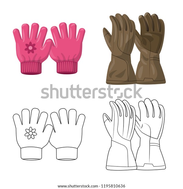 Isolated object of glove and winter logo.\
Set of glove and equipment stock symbol for\
web.