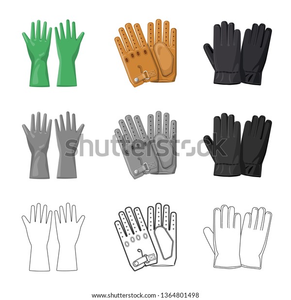 Isolated object of glove and\
winter logo. Collection of glove and equipment stock vector\
illustration.