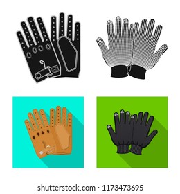 Isolated object of glove and winter sign. Set of glove and equipment stock symbol for web.