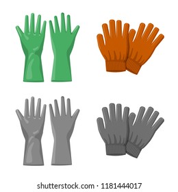 Isolated object of glove and winter sign. Collection of glove and equipment stock symbol for web.