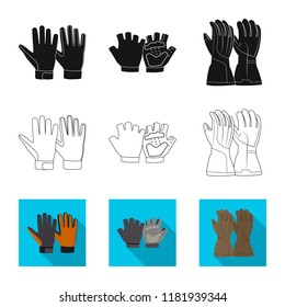 Isolated object of glove and winter sign. Set of glove and equipment stock symbol for web.