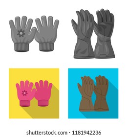 Isolated object of glove and winter sign. Collection of glove and equipment vector icon for stock.