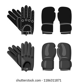 Isolated object of glove and winter sign. Collection of glove and equipment vector icon for stock.