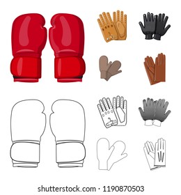 Isolated object of glove and winter sign. Collection of glove and equipment stock symbol for web.