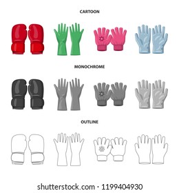 Isolated object of glove and winter sign. Collection of glove and equipment stock vector illustration.