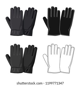 Isolated object of glove and winter sign. Set of glove and equipment stock symbol for web.