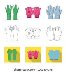 Isolated object of glove and winter sign. Collection of glove and equipment stock symbol for web.