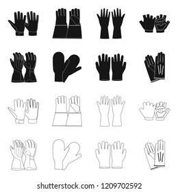 Isolated object of glove and winter sign. Collection of glove and equipment vector icon for stock.