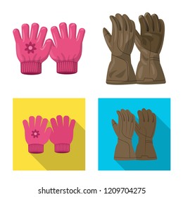 Isolated object of glove and winter sign. Collection of glove and equipment vector icon for stock.