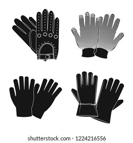 Isolated object of glove and winter sign. Set of glove and equipment stock symbol for web.