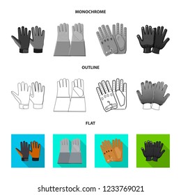 Isolated object of glove and winter sign. Set of glove and equipment stock symbol for web.