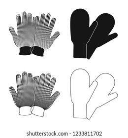 Isolated object of glove and winter sign. Collection of glove and equipment stock symbol for web.