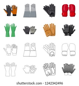 Isolated object of glove and winter sign. Set of glove and equipment stock vector illustration.