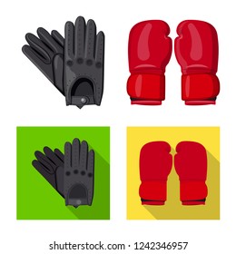 Isolated object of glove and winter sign. Set of glove and equipment stock vector illustration.