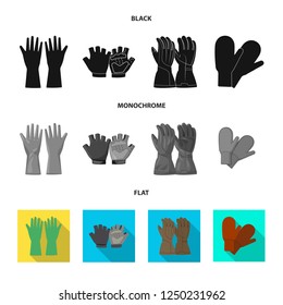 Isolated object of glove and winter sign. Set of glove and equipment vector illustration.