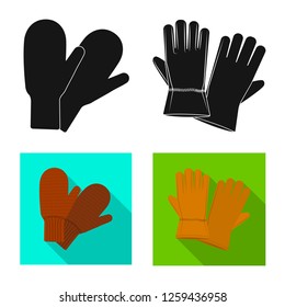Isolated object of glove and winter sign. Collection of glove and equipment vector icon for stock.