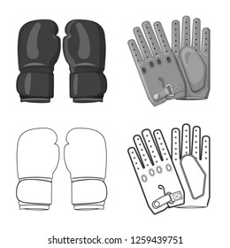 Isolated object of glove and winter sign. Collection of glove and equipment stock vector illustration.