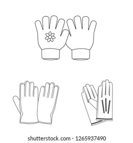 Isolated object of glove and winter sign. Collection of glove and equipment stock symbol for web.