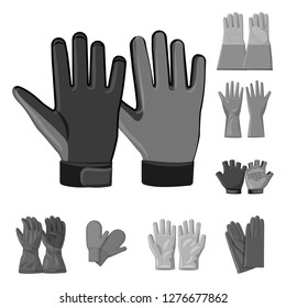 Isolated object of glove and winter sign. Set of glove and equipment stock vector illustration.