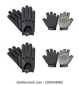 Isolated object of glove and winter sign. Set of glove and equipment stock symbol for web.