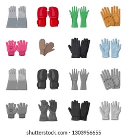 Isolated object of glove and winter sign. Collection of glove and equipment vector icon for stock.